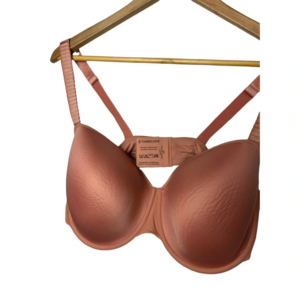 Thirdlove 24/7 Size‎ 42E Bra Nude Tan Classic T-Shirt Underwire Molded Seamless